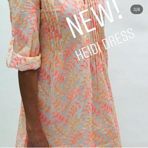 Boo Gemes boutique 100% cotton Heidi swim cover embroidered pink orange Small